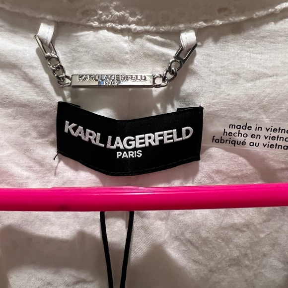🆕 Karl Lagerfeld Paris Cotton Eyelet Two Button Blazer - Picture 14 of 16
